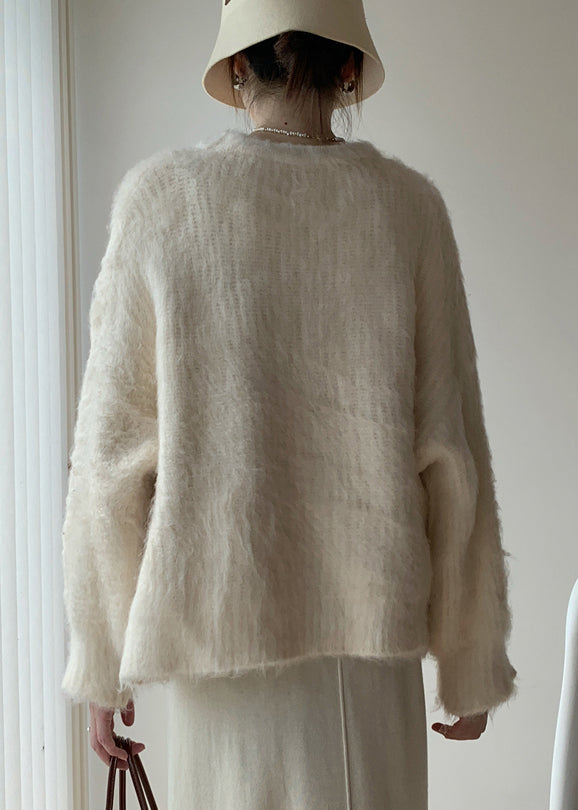 Grey Cozy Warm Knit Spring Sweaters O-neck