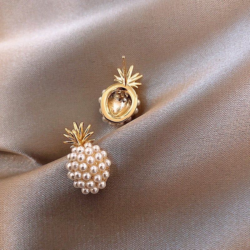 Tropical Pineapple And Pearl Encrusted Earrings