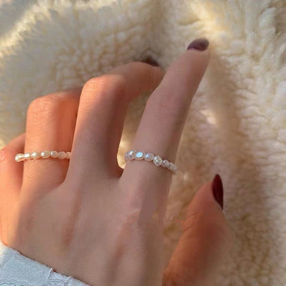 Adjustable Elegant Pearl & Zirconia Ring