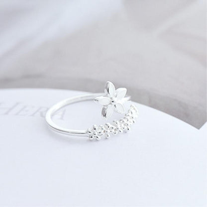 Adjustable 925 Silver And Hand Painted Enamel Wildflower Ring
