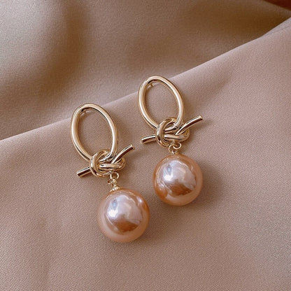 Pearl Loop Earrings In Gold