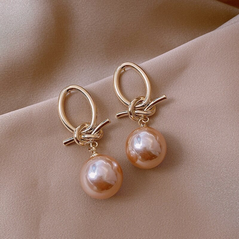 Pearl Loop Earrings In Gold