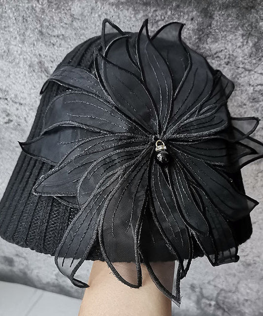 Handmade Black Knit Bucket Hat