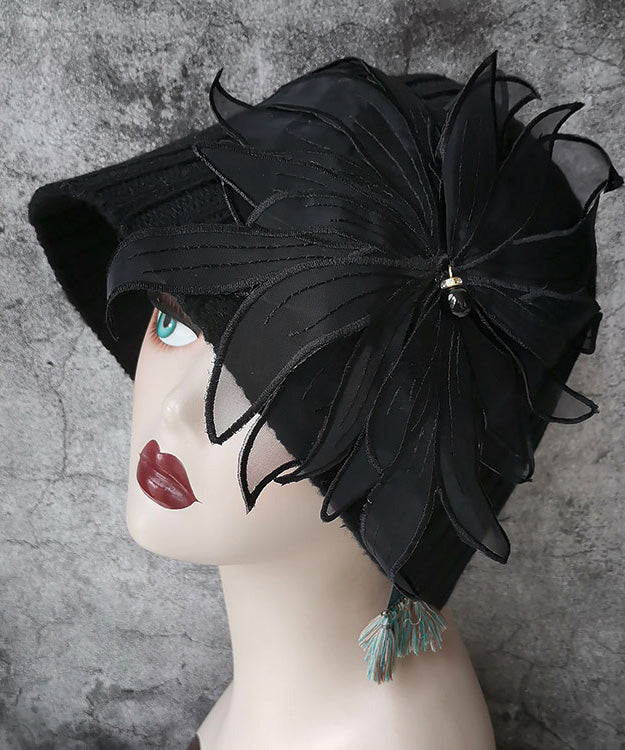 Handmade Black Knit Bucket Hat