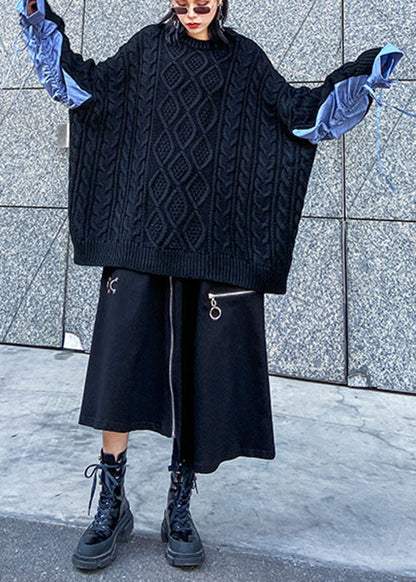 Handmade Black High Waist Pockets Zippered Asymmetrical Design Fall Skirts