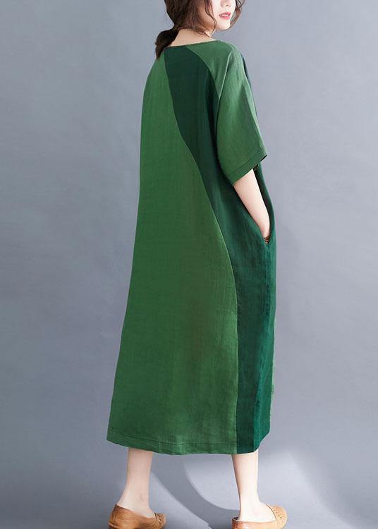 Handmade Gray Ink Painting O-neck Patchwork Summer Vacation Dresses Half Sleeve
