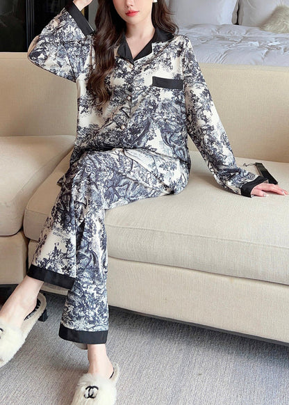 Handmade Photo Color Tie Dye Ice Silk Shirts and Pants Two Pieces Set Spring