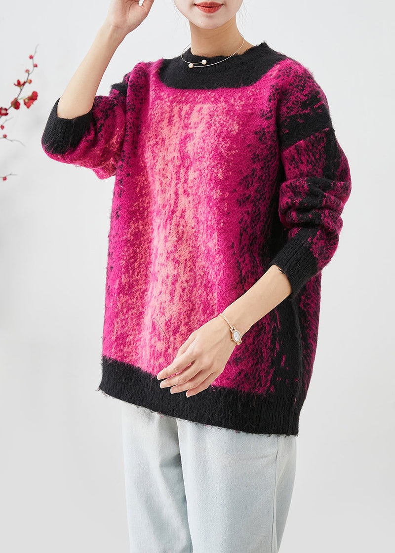 Handmade Purple Oversized Thick Tie Dye Knit Sweater Fall