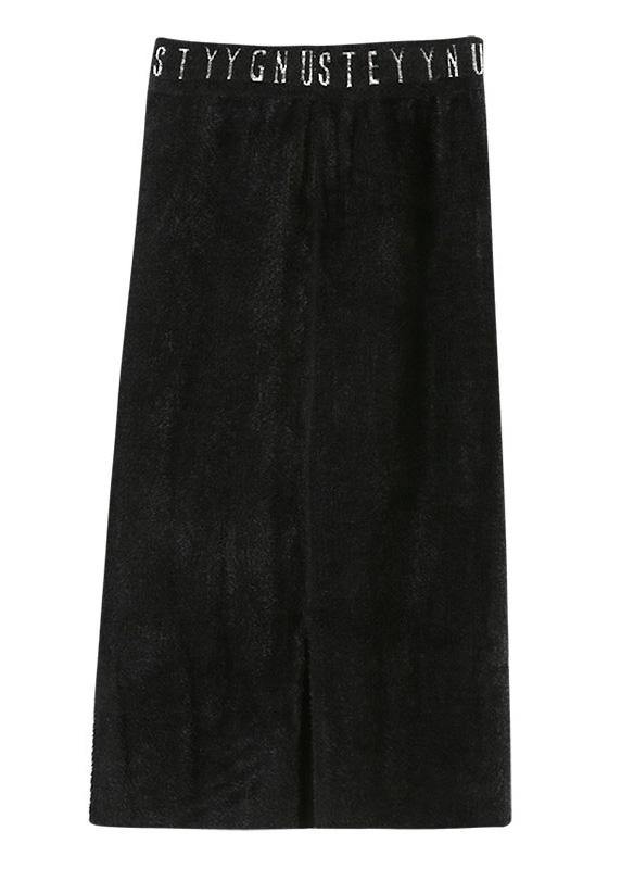 Handmade Black Quilting Dresses Alphabet Elastic Waist Dress