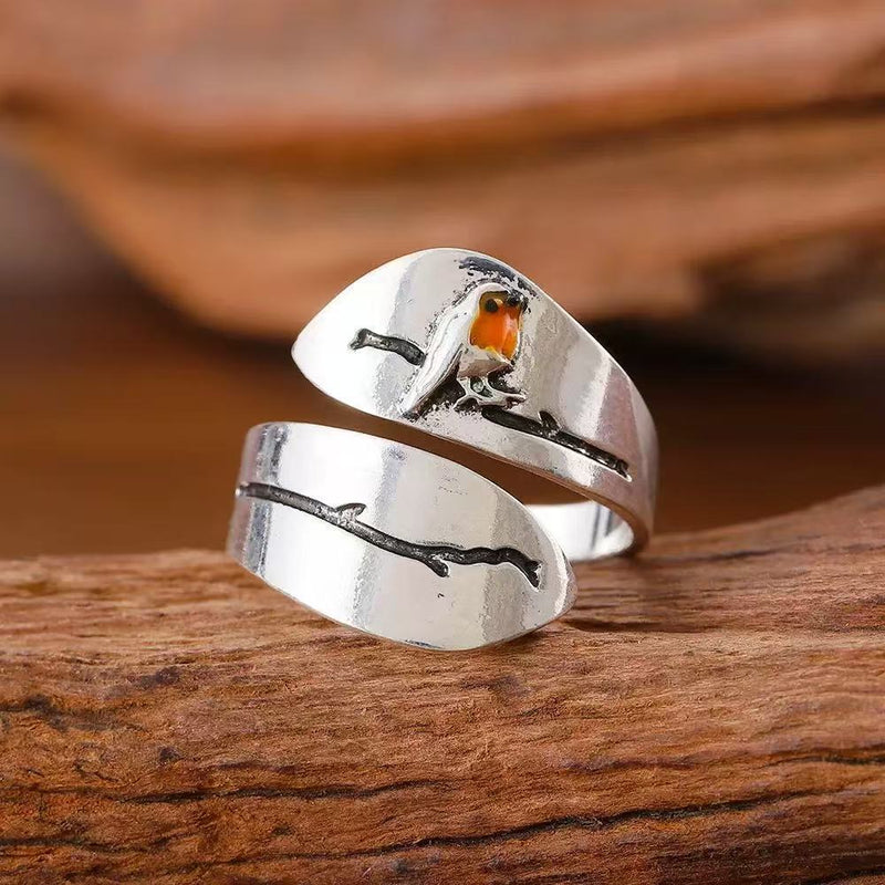 Handmade Amber Bird Ring