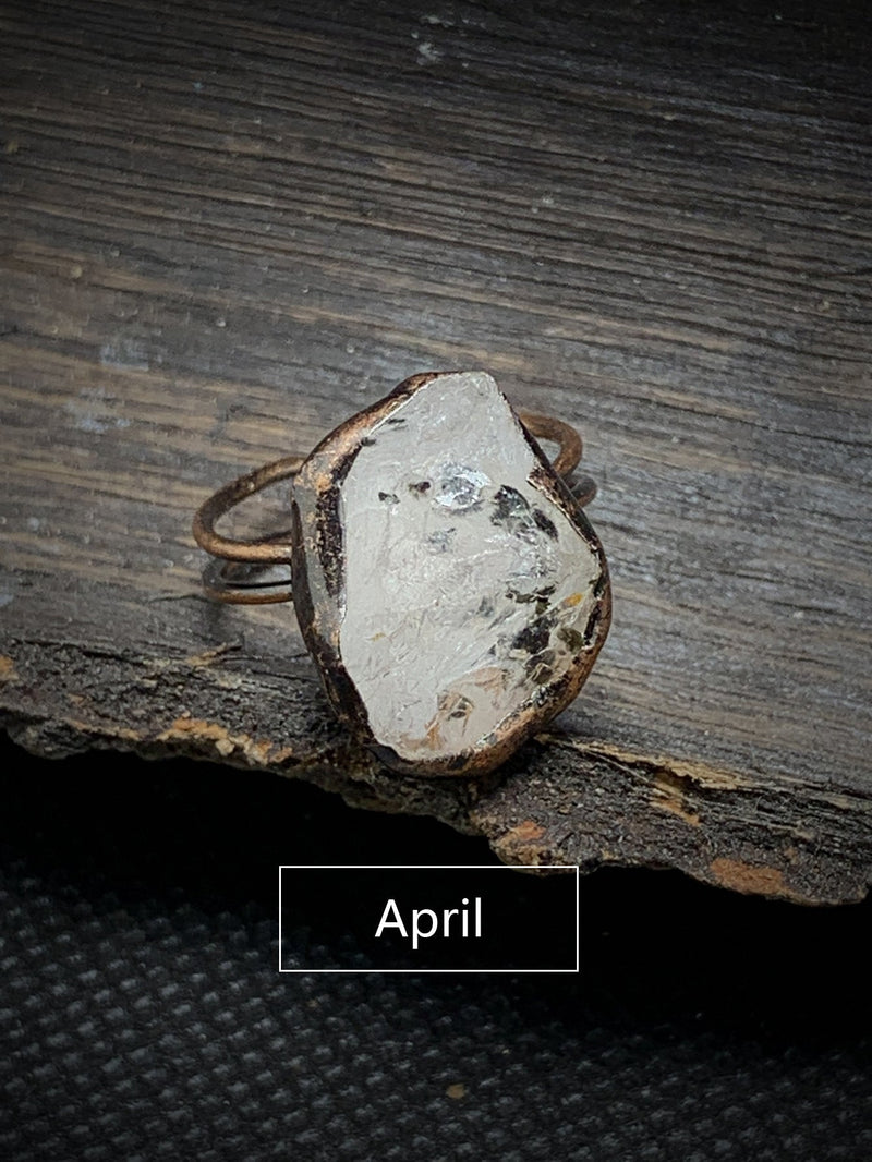 Handmade Raw Crystal Copper Ring