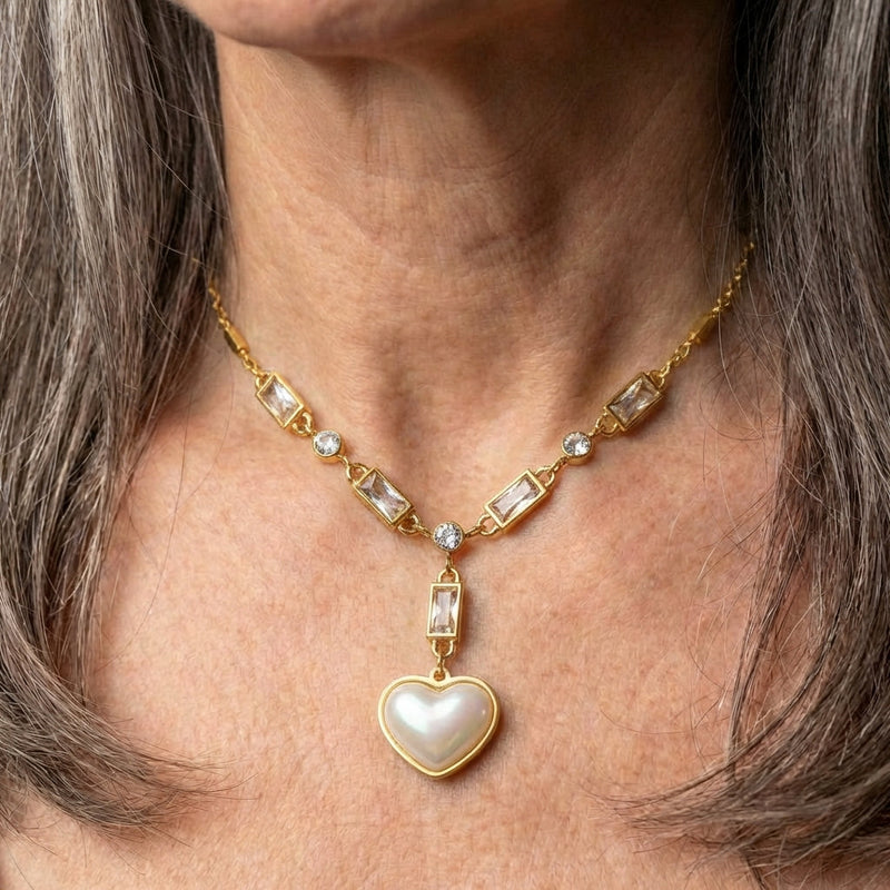 Heart Dazzling Pearl Gold Necklace