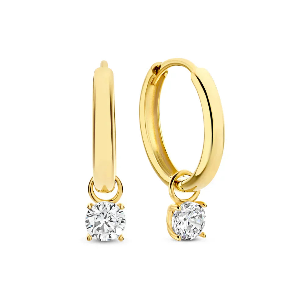 Larmes De Lune Stone Hoop Earrings - Gold