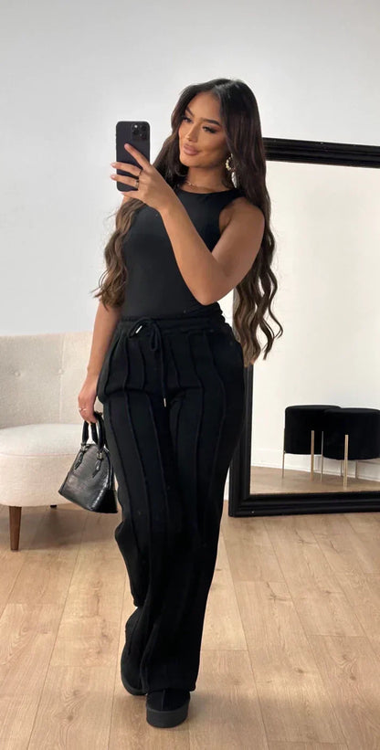 CD | Pantaloni casual cu picior lat pentru femei