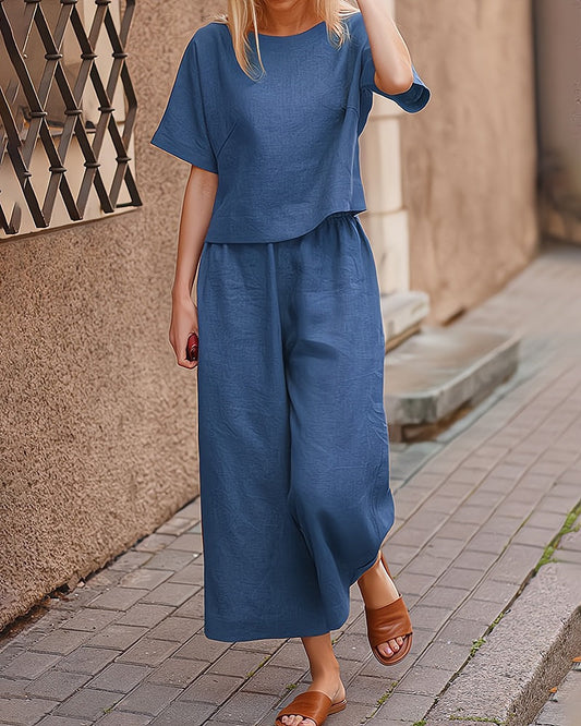 CD | Set cămașă și pantaloni casual cu picior lat pentru femei