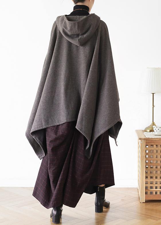 Irregular Gray Pullover Loose Large Size Cotton Sweater Coat Personalized Knitted Top