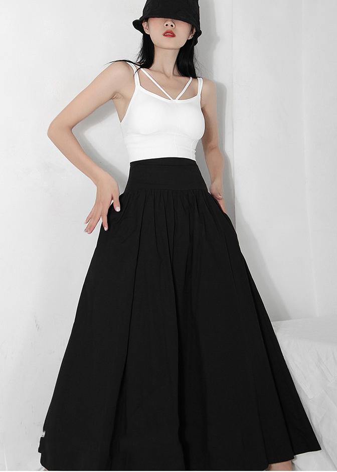 Italian Black High Waist Cinched Skirts Summer