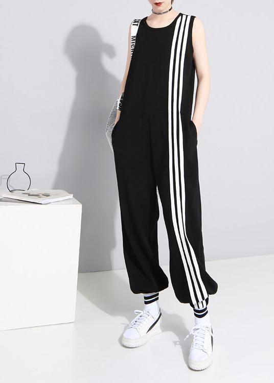 Italian Black Sleeveless Rompers Summer