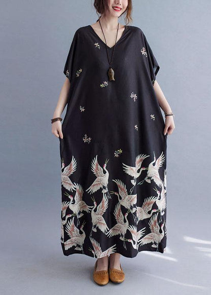 Italian Green Lotus V Neck Pockets Print Summer Holiday Dress Short Sleeve