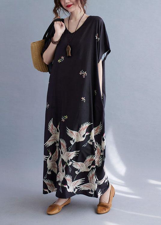 Italian Green Flowers V Neck Pockets Print Summer Holiday Dress Short Sleeve