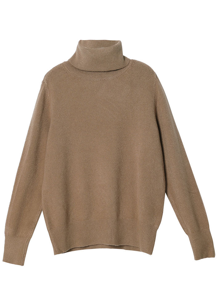 Italian Khaki Turtle Neck Knit Sweaters Winter