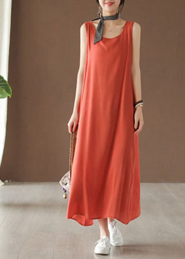 Italian Orange Cotton Beach Spaghetti Strap Dress Summer