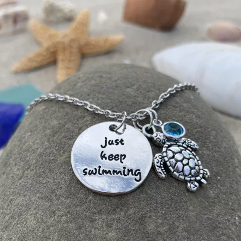 Keep Swimming Turtle Necklace