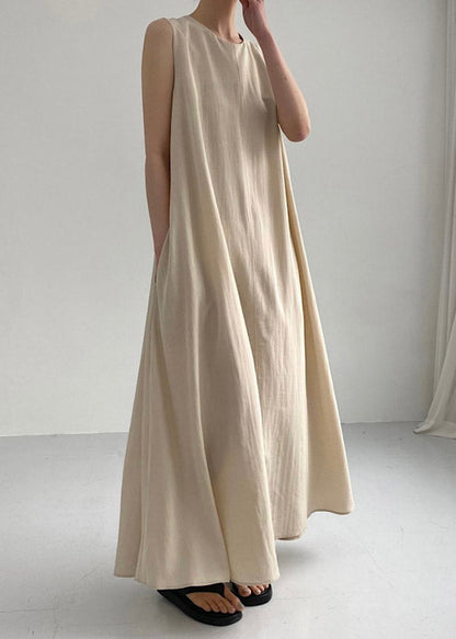 Khaki Cozy Loose Long Dress Sleeveless
