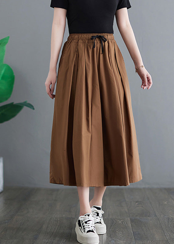 Khaki Elastic Waist Wide Leg Pants