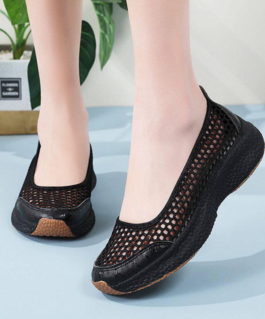 Knit Fabric Flat Shoes for Hollow Out Flat Shoes for