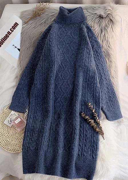 Knitted Navy Sweater Wardrobes Lapel Thick Funny Knitwear