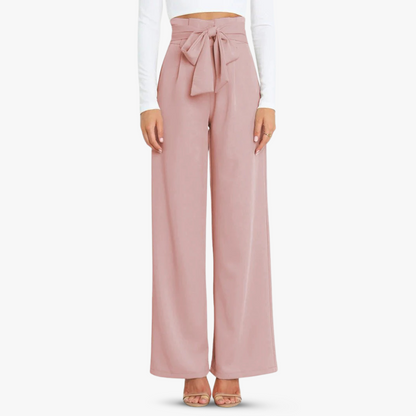 CD | Pantaloni largi din material textil pentru femei cu curea cu cravată