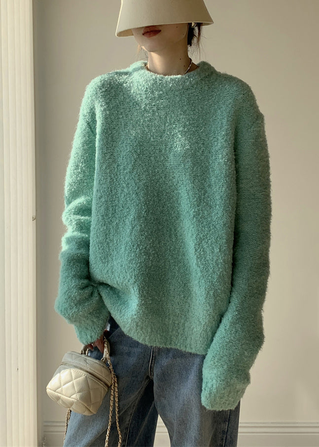 Lake Blue Cozy Thick Knit Sweater O-neck Spring