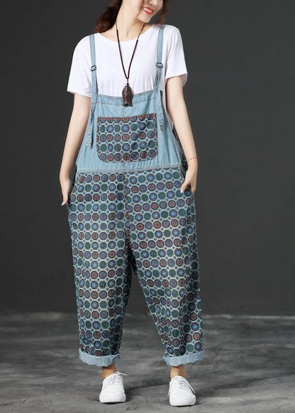 Light Blue Pockets Denim Jumpsuits Spring