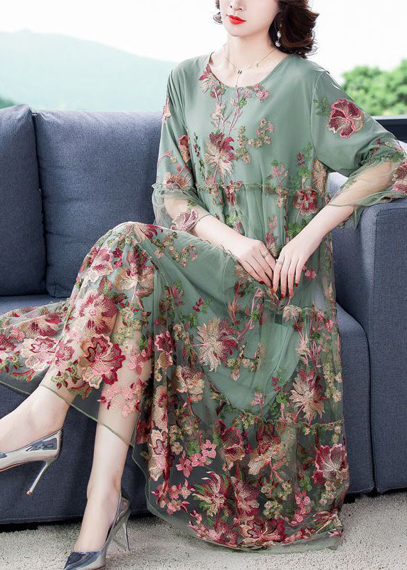 Light Green Tulle a Line Dresses Print Exra Large Hem Bracelet Sleeve