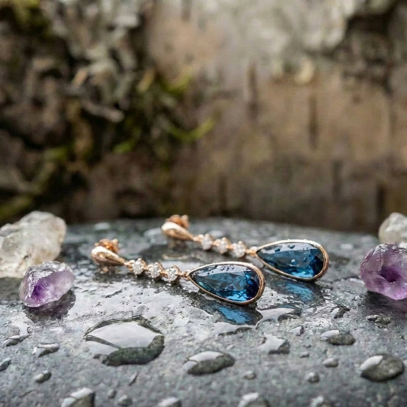 Long Summer Blue Stone Fashion Earrings
