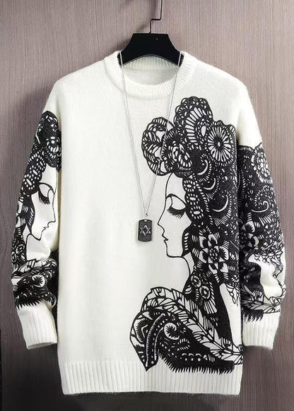 Loose Black O-neck Cozy Knit Pullover Sweaters Spring