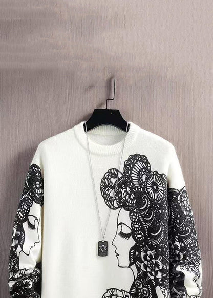 Loose Black O-neck Cozy Knit Pullover Sweaters Spring