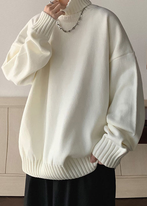 Loose Black Thick Knit Sweaters Turtleneck Winter