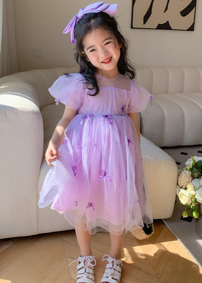 Green Wrinkled Butterfly Patchwork Tulle Baby Dresses Summer