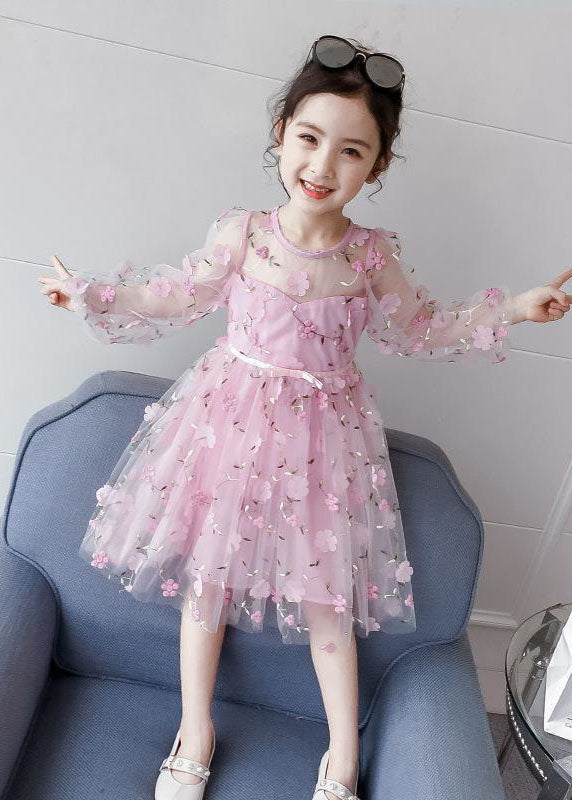 Pink Decorated Patchwork Tulle Baby Princess Dresses Summer