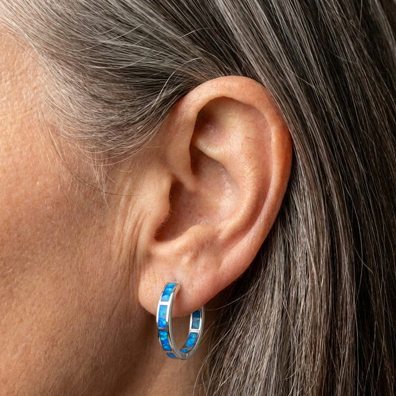 Silver and Opal Ocean Inspired Earrings