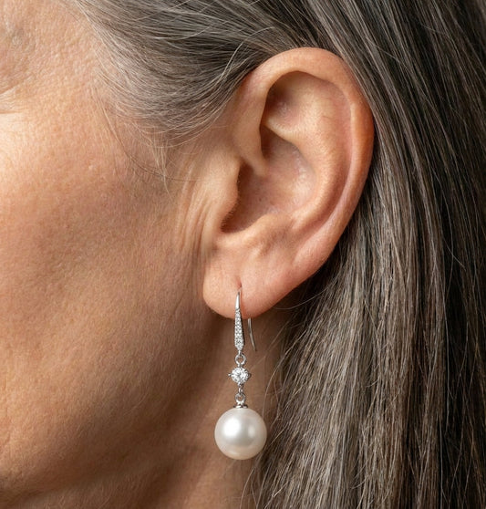 Zircon Pearl Silver Earrings