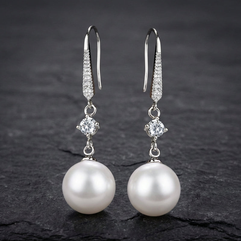 Luxury Zircon Pearl Silver Earrings