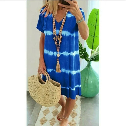 CD | Rochie cămașă în dungi cu mâneci scurte și croială lejeră