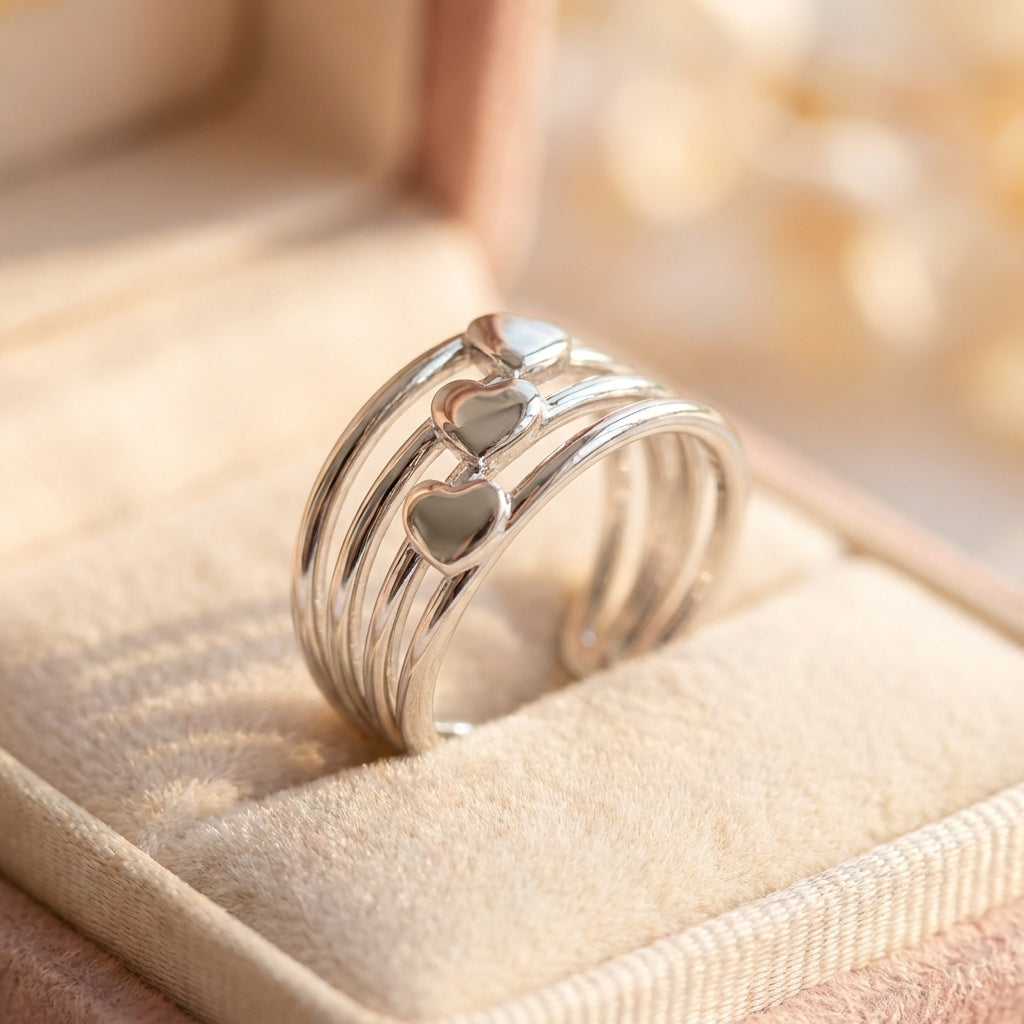 Minimalist Heart Silver Ring