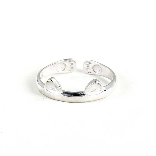 Minimalist Silver Cat Ears Ring