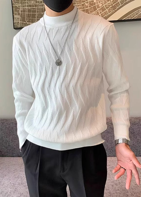 Modern Army Green Plaid Knit Sweater Tops Winter