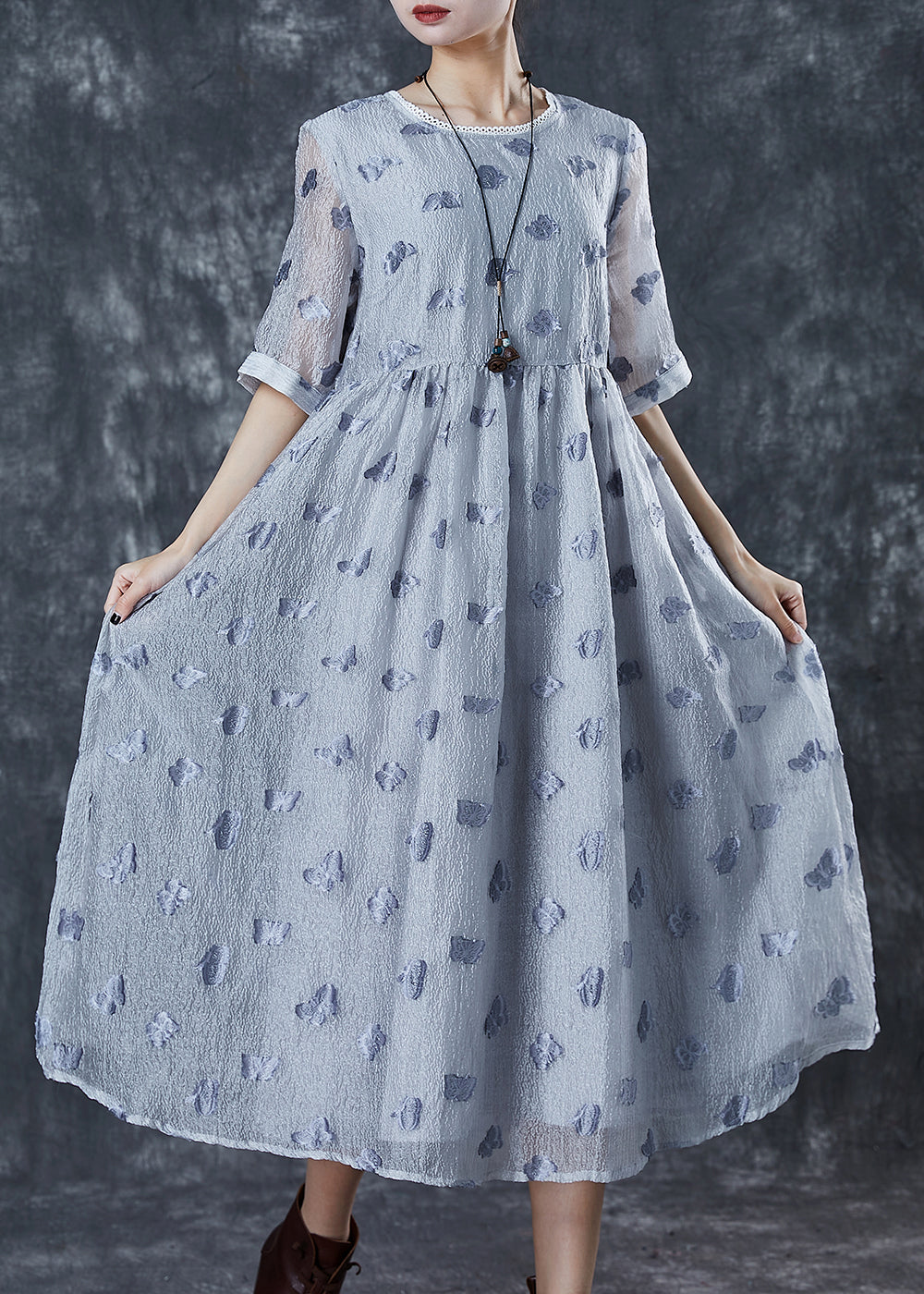 Modern Grey Silk Holiday Dresses Summer