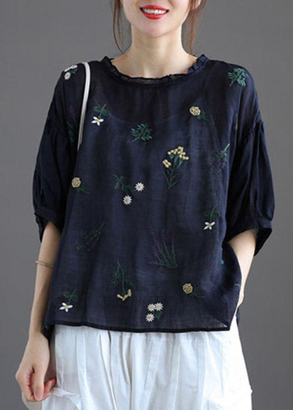Modern Pink Regular Embroideried Summer Half Sleeve